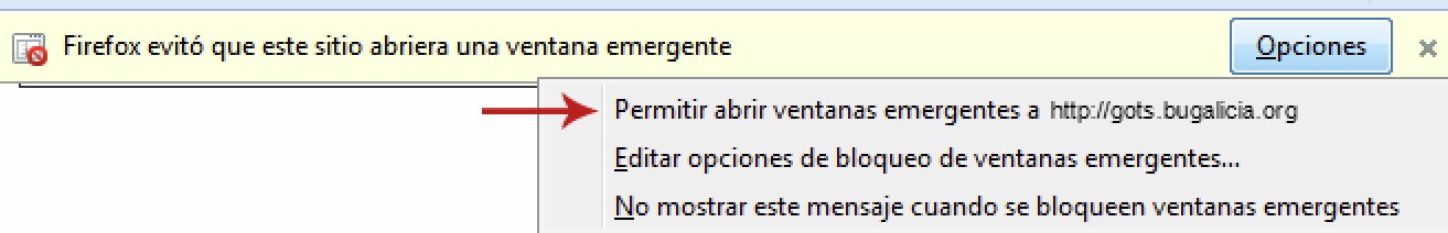 Aviso de bloqueo no Firefox